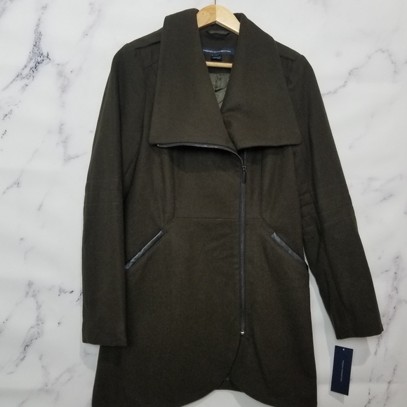 French Connection Brown 3/4 Length Coat, Medium - Picture 3 of 9